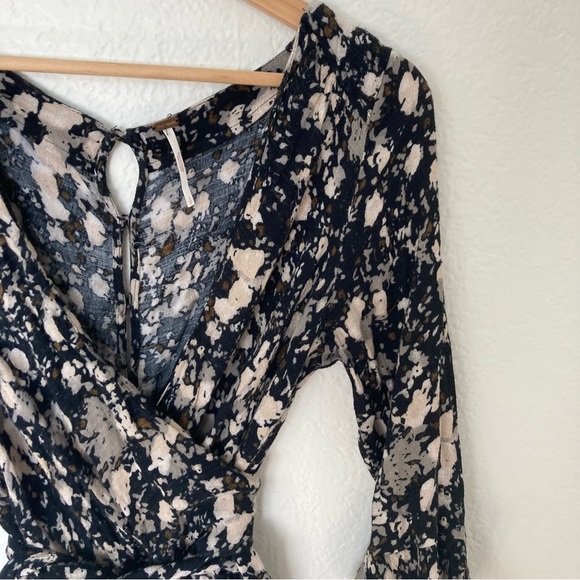 Free People All the Right Ruffles Multicolor Bell Sleeve Wrap Romper, Size S - Picture 4 of 8